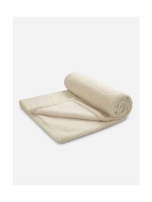 Sheepskin Textured Fluffy Blanket Ivory 130x180