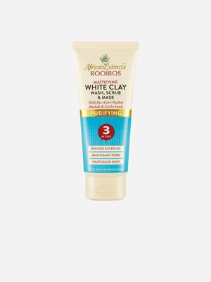 African Extracts Rooibos Purifying Mattifying White Clay Wash, Scrub & Mask