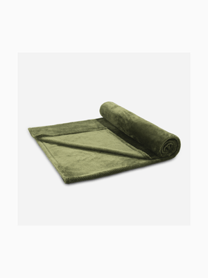 Recycled Mink Waffle Throw  Olive 130x180