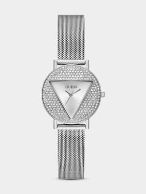 Guess Mini Iconic Silver Plated Stainless Steel Mesh Watch