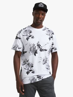 Jet Mens White/Black Floral T-Shirt