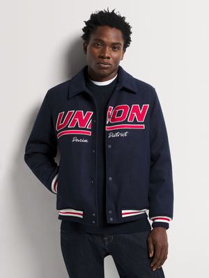 Men's Union-DNM Varsity Black Bomber Jacket