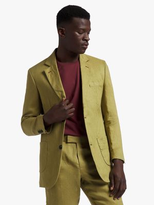 Men's Ikonic Legend Green Lapel Linen Suit Blazer