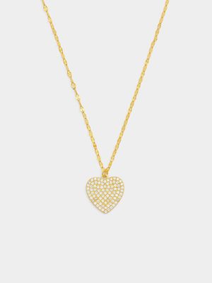 Gold Plated Sterling Silver Cubic Zirconia Pavé Heart Pendant