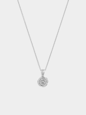 Sterling Silver Cubic Zirconia Rose Pendant