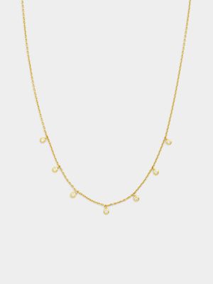 Gold Plated Sterling Silver Cubic Zirconia Dangly Chain