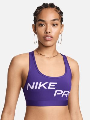 Womens Nike Pro Dri-Fit Swoosh Light Support Graphic Purple Bra
