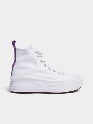 Junior Grade-School Converse All Star Move White/Lilac Platform Sneakers