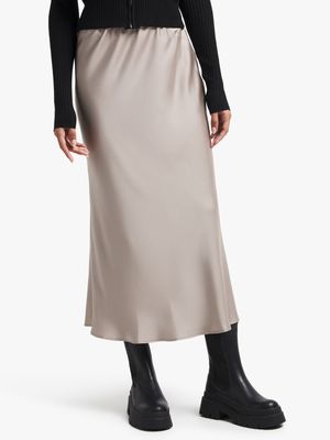 Women's Stone Satin Skirt