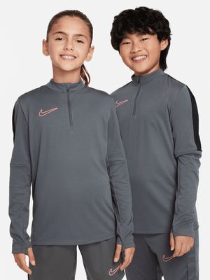 Boys Nike Dri-Fit Academy23 1/2 Zip Drill Grey Long Sleeve Top