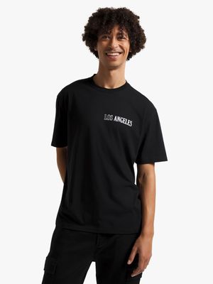 Men's Black Back Print T-Shirt
