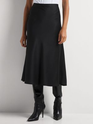 Bias Cut Elasticated Waist Midi Skirt