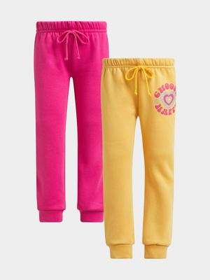 Jet Younger Girls Cerise/Mustard 2 Pack Active Pants