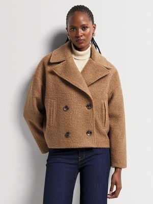 Cropped Wool-like Coat