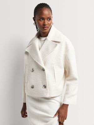 Cropped Wool-like Coat