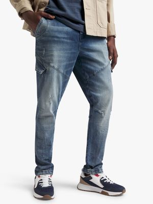 Men's Relay Jeans Engineered Utility Cargo Blue Jeans
