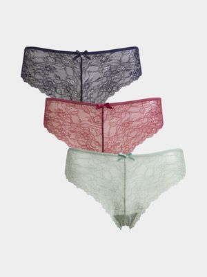 Jet Women's Multicolour 3 Pack Brazilian Underwear