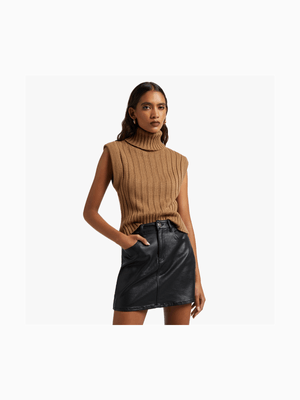 News Denim Coated Mini Skirt