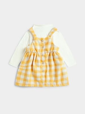 Jet Toddler Girls Mustard Flannel Pinnie Dress