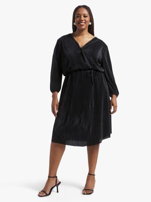 Jet Women's Black Plisse Maxi Wrap Dress Extended
