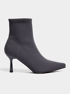 Women's Charcoal Knit Sock Boot