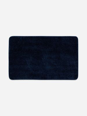 Jet Home Waffle Flannel Embossed Navy Bath Mat
