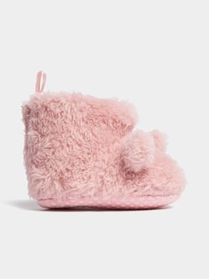 Jet Infant Girls Blush Faux Fur Boot Slippers
