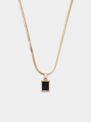 Onyx Bar Pendant Necklace