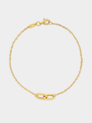 Yellow Gold Anchor Chain Paperclip Bracelet