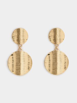 Double Folded Coin Drop Earrings