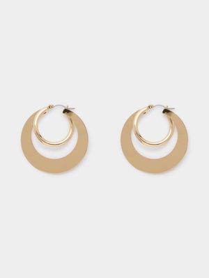 Double Circle Huggie Hoop Earrings