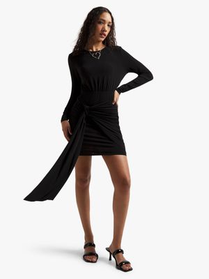 Women's Black Dress With Knot Detail
