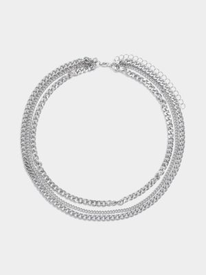 Women's Silver 3 Layer Necklace