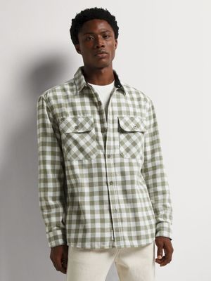 Men's Relay Jeans Double Pocket Check Sage Overshirt
