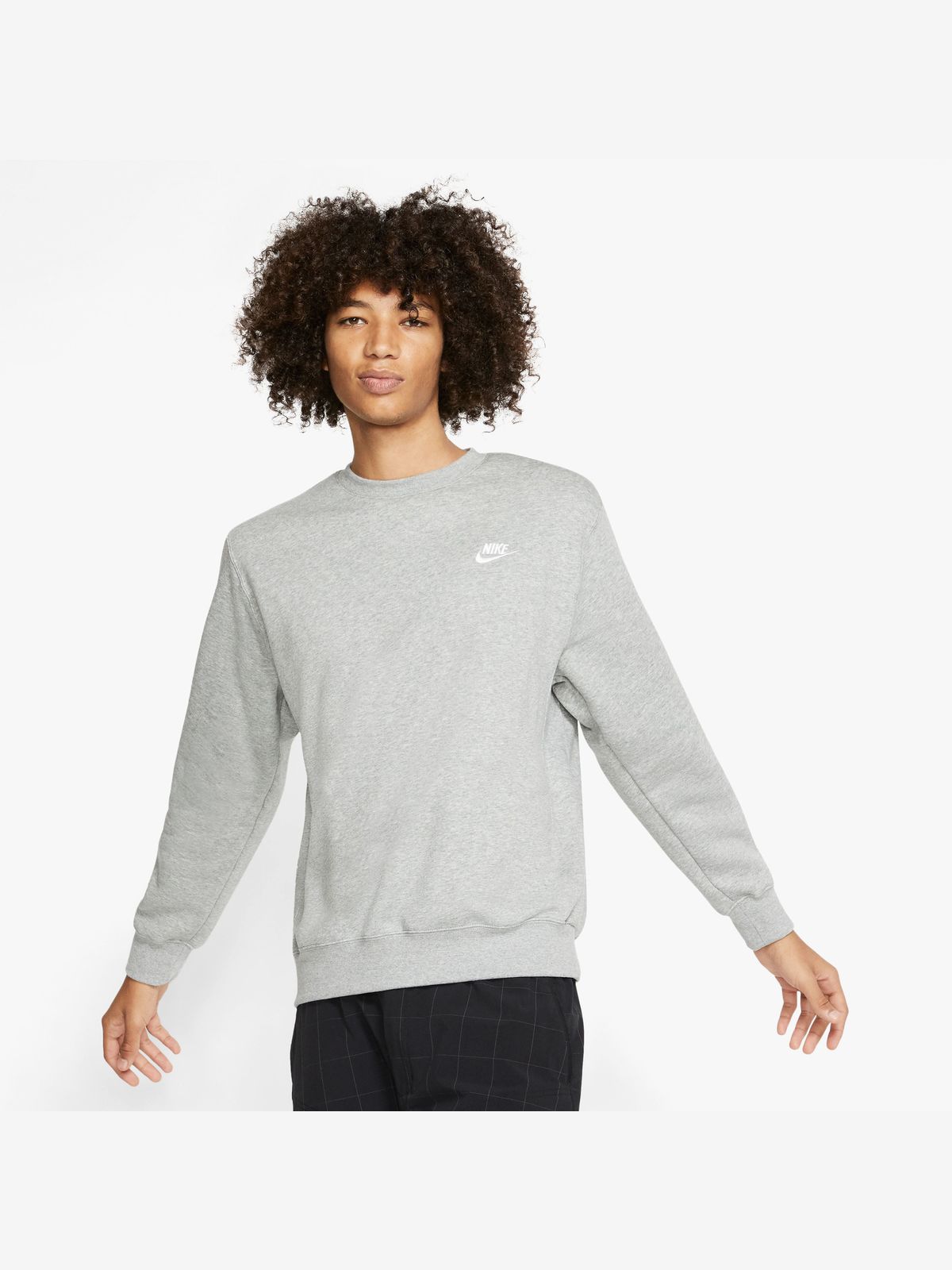 Nike Mens Sportswear Club Fleece Grey Crew Top - Bash.com