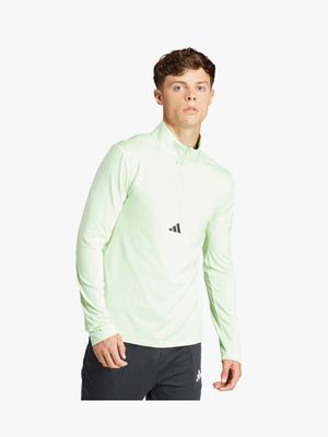 Mens adidas 1/4 Zip Long Sleeve Green Track Top