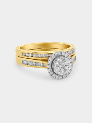 9ct White Gold 0.75ct Diamond Halo Ring Set