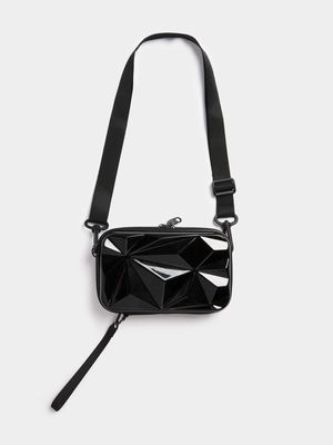 Men's Black Geometric Pouch Bag
