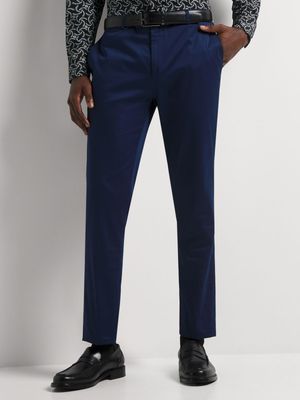 Fabiani Men's Cotton Sateen Blue Suit Trousers