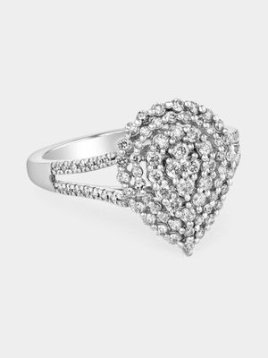 White Gold 0.50ct Diamond Open Pear Cluster Ring
