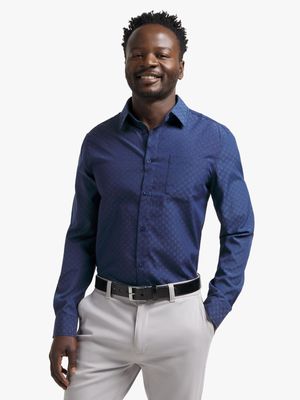 Jet Men's Indigo Textured Woven Outerwear Shirt