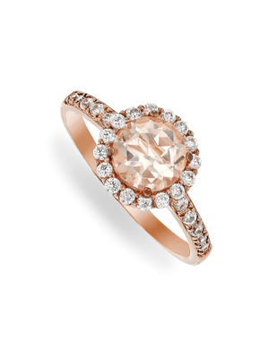 Rose-Toned Sterling Silver Cubic Zirconia Halo Ring