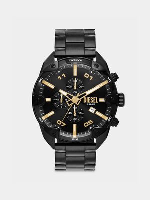Diesel Spiked Black Plated Stainless Steel Chronograph Bracelet Watch