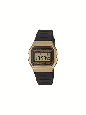 Casio Retro Black and Gold Tone Resin Watch