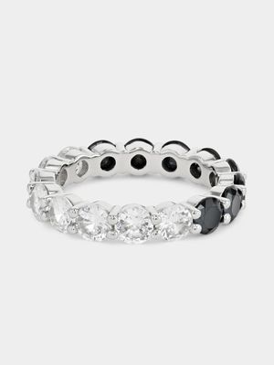Sterling Silver Black & White Cubic Zirconia Eternity Ring