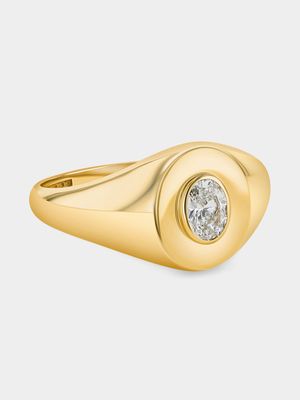 Yellow Gold 0.50ct Lab Grown Diamond Oval Signet Ring