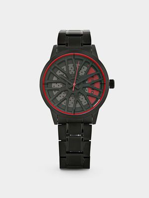 Ferro Men’s Black & Red Bracelet Watch