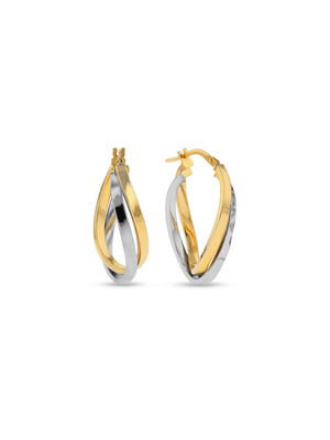 White & Yellow Gold Twisted Hoops