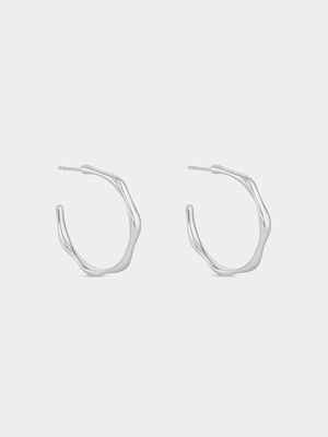 Sterling Silver Fluid Hoop Earrings