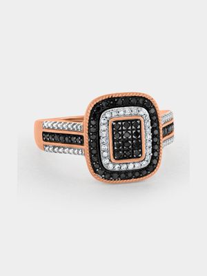 Rose Gold 0.33ct Black Diamond Cushion Cluster Ring